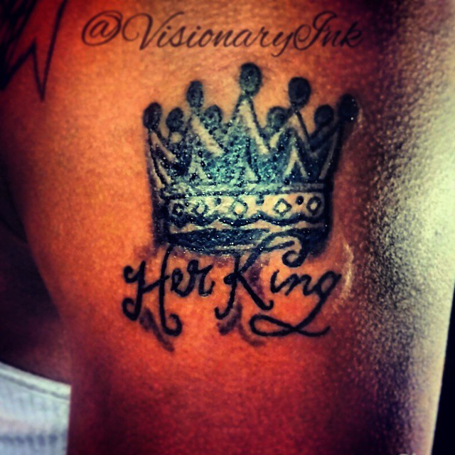 Crown black and grey tattoo on the shoulder by Visionary Ink