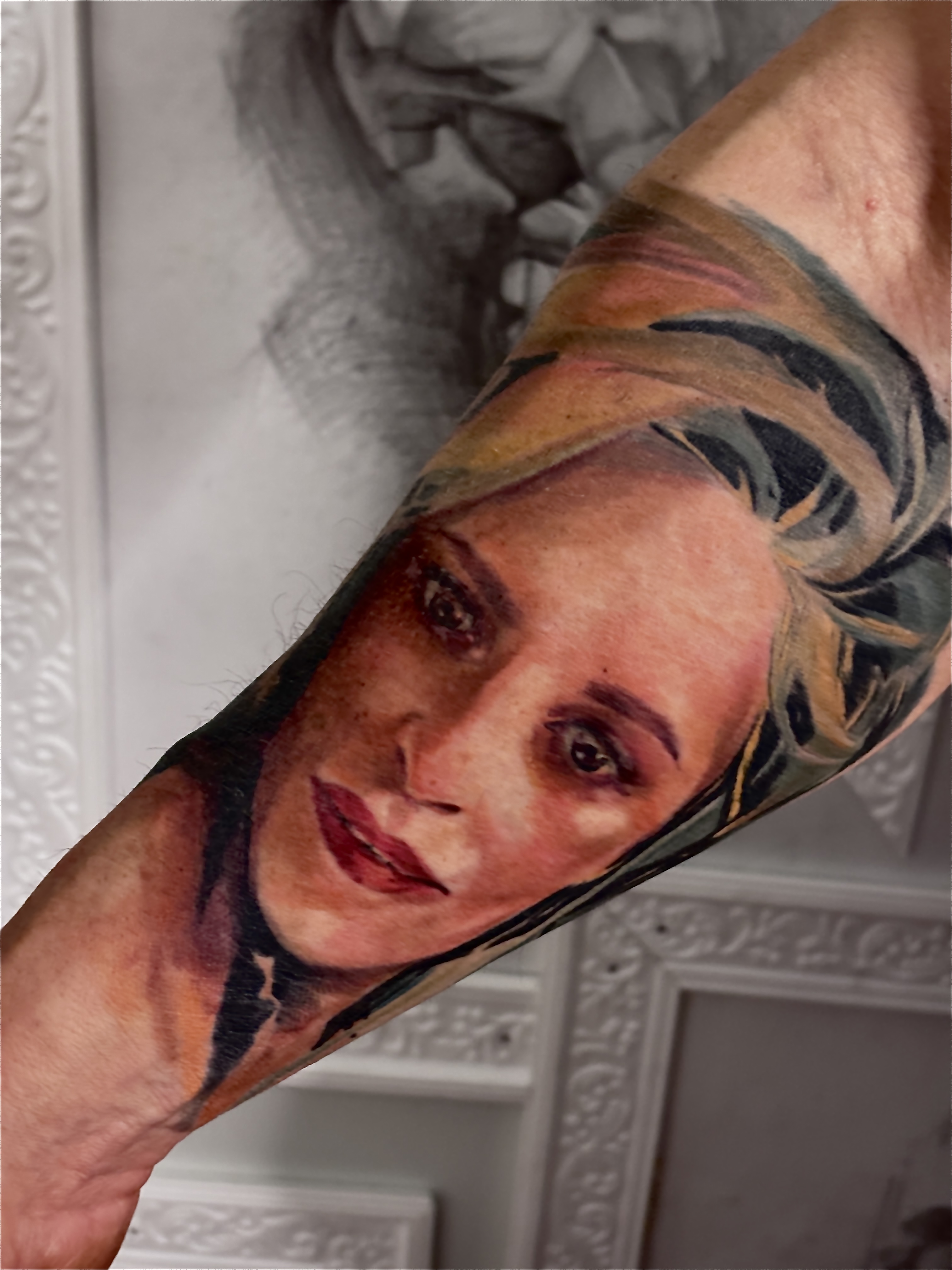 Woman's portrait realism tattoo on the forearm by Mila Tattoo Riga ( Krazzoo ), Riga